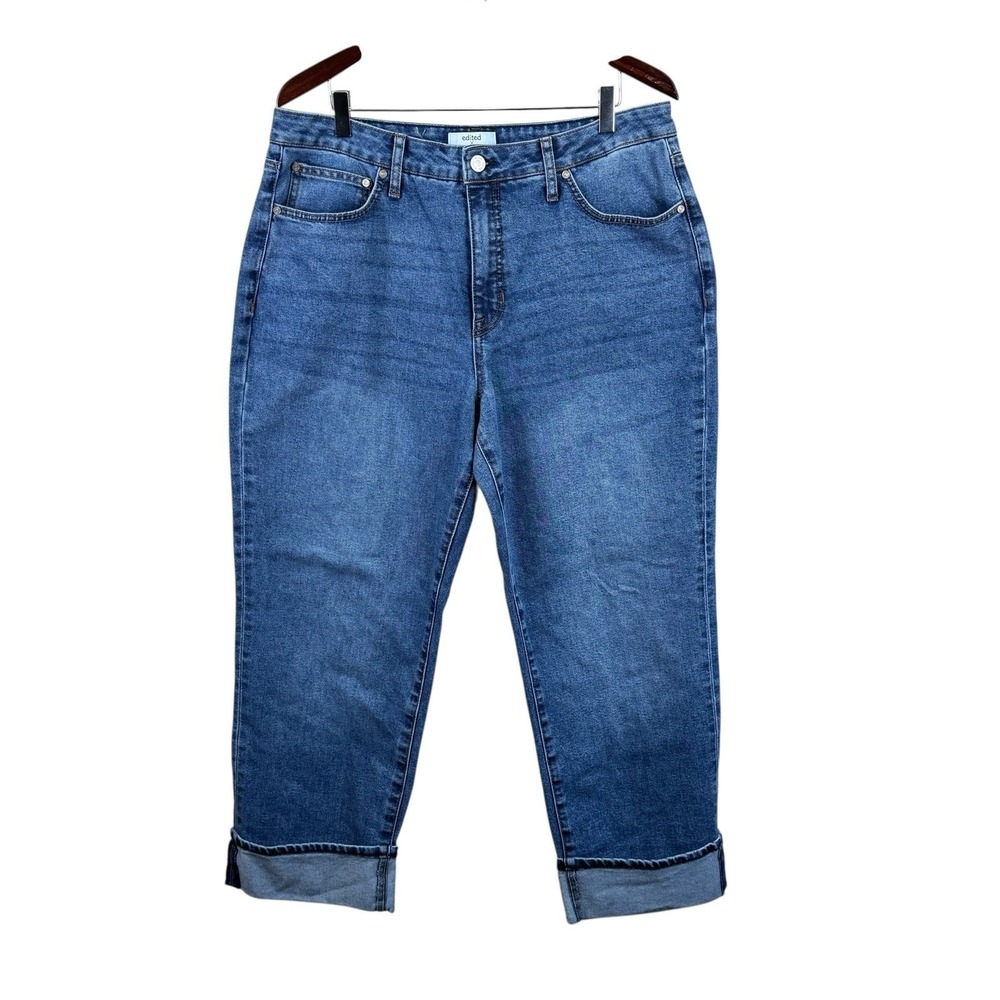 Edited by Hunter McGrady Women's Cuffed Wide Leg Jean Size 14 in Medium Wash